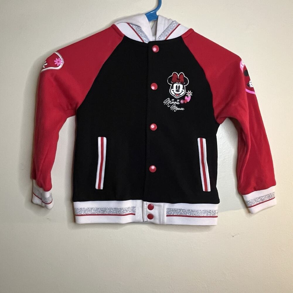 DISNEY JR Minnie Mouse Hooded Bomer Jacket Girls size 6